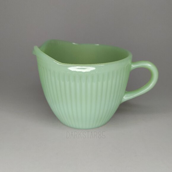 Vintage Anchor Hocking Fire-King Jadeite Jane Ray Ribbed Creamer Pitcher - Picture 1 of 10